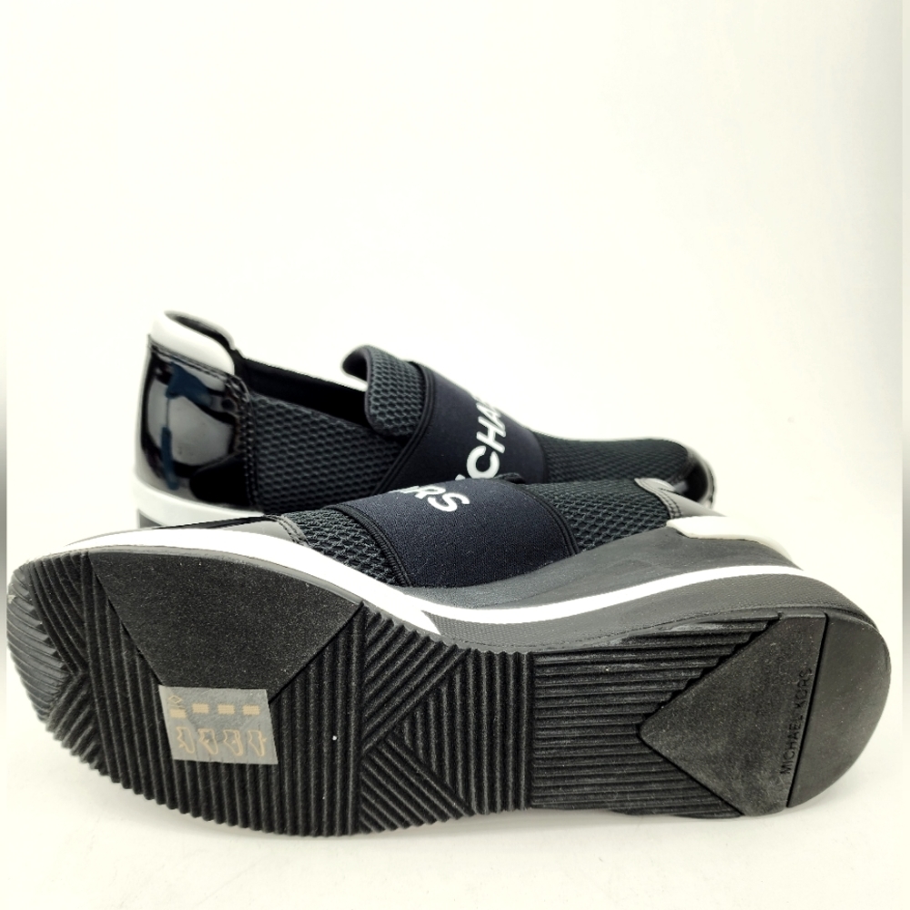 Michael Kors Felix Trainer Platform Wedge New Scuba Black MK Print - Picture 7 of 7